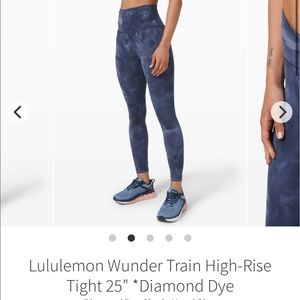 Lululemon Wunder Train Hi-Rise Diamond Dye Shade Naval Blue Leggings 25” sz 6